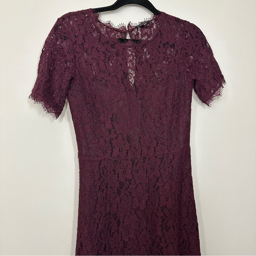 Babaton Aritzia lace dress deep burgundy wine red